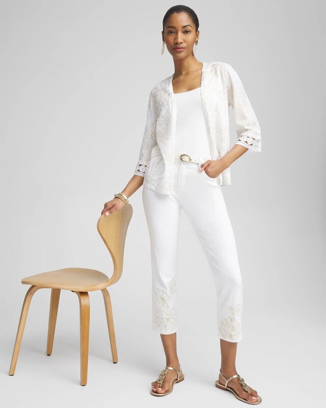 No Stain Embroidered Girlfriend Crops - image 2